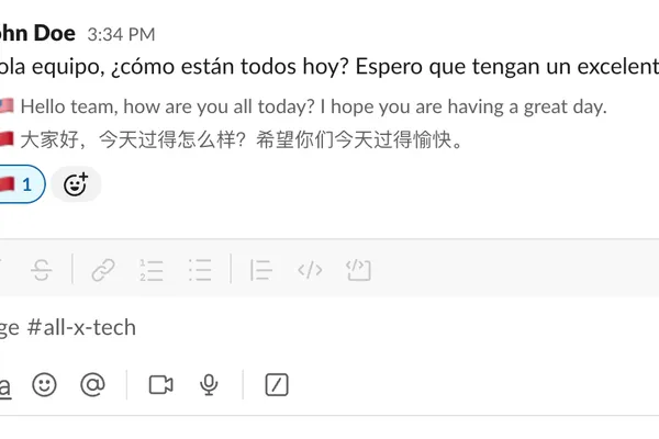 X-late showing automatic translation with original Spanish message and English translation