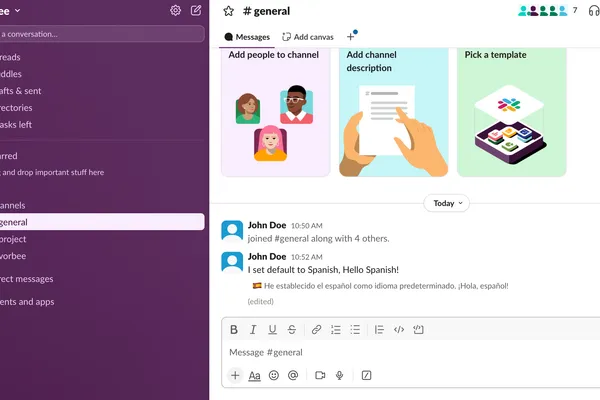 Slack message ready for translation